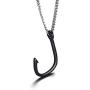 HUANIAN Jewelry Mens Stainless Steel Fishhook Fish Hook Pendant Necklace with 24'' Chain