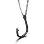 HUANIAN Jewelry Mens Stainless Steel Fishhook Fish Hook Pendant Necklace with 24'' Chain HUANIAN Jewelry Mens Stainless Steel Fishhook Fish Hook Pendant Necklace with 24'' Chain