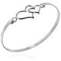 AeraVida Double Heart One Love .925 Sterling Silver Link Bracelet