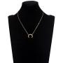 Fettero Women Crescent Moon Necklace Gold Double Horn Upside Down Moon Half Pendant 14K Gold Plated Dainty Chain Minimalist Simple Jewelry Gift