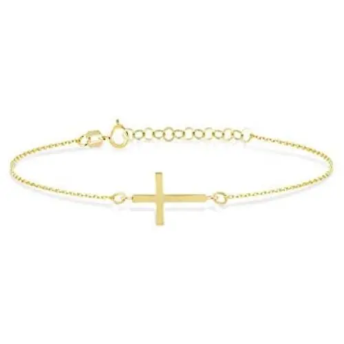GELIN 14k Solid Gold Cross Chain Adjustable Bracelet for Women GELIN 14k Solid Gold Cross Chain Adjustable Bracelet for Women