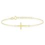 GELIN 14k Solid Gold Cross Chain Adjustable Bracelet for Women