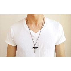 Stainless Steel Nail Cross Pendant Necklace，Mens Punk Jesus Faith Necklace Polished Gold Silver Black 24 Inch