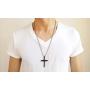 Stainless Steel Nail Cross Pendant Necklace，Mens Punk Jesus Faith Necklace Polished Gold Silver Black 24 Inch