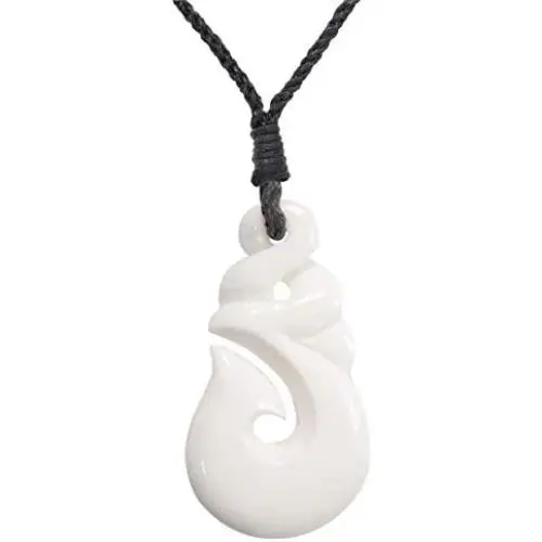 81stgeneration Womens Mens Hand Carved Bone Maori Taonga HEI Matau Fish Hook Pendant Necklace 81stgeneration Womens Mens Hand Carved Bone Maori Taonga HEI Matau Fish Hook Pendant Necklace