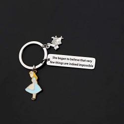 UJIMS in Wonderland Inspired Gift Friendship Keychain She Began to Believe That Very Few Things are Indeed Impossible March Hare Gifts