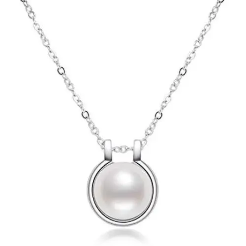 Pearl Pendant Necklace Freshwater Cultured White Pearl Necklace with Sterling Silver Chain Pearl Jewelry Gifts for Women Girls Wife Pearl Pendant Necklace Freshwater Cultured White Pearl Necklace with Sterling Silver Chain Pearl Jewelry Gifts for Women Girls Wife