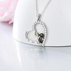PELOVNY Lovely Penguin Necklace for Women Sterling Silver Animal Love Heart Pendant Necklace Penguin Jewelry Gift for Girlfriend