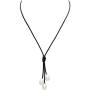 Pearlypearls 3 Freshwater Pearl Pendant Necklace on Black Leather Cord Jewelry for Women 18