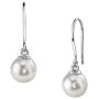 THE PEARL SOURCE 14K Gold AAAA Quality Round Genuine White Freshwater Cultured Pearl Linda Earrings for Women