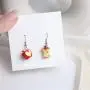 DAMLENG 3D Lifelike Red Apple Earrings Heart Half Apple Fruits Dangle Earrings for Women Girls Statement Jewelry
