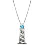 Honolulu Jewelry Company Sterling Silver and Blue Topaz Lighthouse Necklace Pendant with 18'' Box Chain