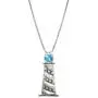 Honolulu Jewelry Company Sterling Silver and Blue Topaz Lighthouse Necklace Pendant with 18'' Box Chain Honolulu Jewelry Company Sterling Silver and Blue Topaz Lighthouse Necklace Pendant with 18'' Box Chain