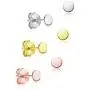 Big Apple Hoops - Jewelry High Polished Sterling Silver 3 Pairs Set Pack of 3mm or 3, 4, 5mm Plain Round Flat Stud Earrings Made from Real 925 Sterling Silver in 4 Color Silver, Rose, Gold, Black
