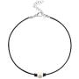 MJartoria Girls Black PU Leather Cord Faux Pearl Choker Necklace