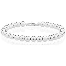 Miabella 925 Sterling Silver Italian Handmade 6mm Bead Ball Strand Chain Bracelet for Women 7, 7.5, 8 Inch Made in Italy