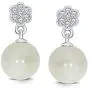 La Joya 925 Sterling Silver 6.00 mm Freshwater Cultured Pearl Round White Diamond Flower Drop Dangle Earrings for Women gift for valentines day