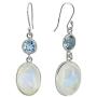 YoTreasure Moonstone Blue Topaz 925 Sterling Silver Dangle Earrings Jewelry