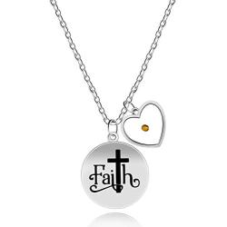 Uloveido Stainless Steel Faith Cross Necklace & Jesus Loves Me Christian Necklace with Mustard Seed Charms Religious Jewelry Y1001