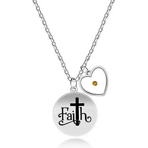 Uloveido Stainless Steel Faith Cross Necklace & Jesus Loves Me Christian Necklace with Mustard Seed Charms Religious Jewelry Y1001 Uloveido Stainless Steel Faith Cross Necklace & Jesus Loves Me Christian Necklace with Mustard Seed Charms Religious Jewelry Y1001