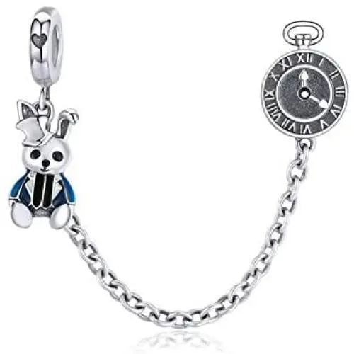 LAMOONY Safety Chain Charm 925 Sterling Silver Stopper Charm Clip Charm Lock Charm for Pandora Charm Bracelet (o) LAMOONY Safety Chain Charm 925 Sterling Silver Stopper Charm Clip Charm Lock Charm for Pandora Charm Bracelet (o)