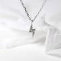 Tiny Lightning Bolt Crystal Necklace for Women Girls S925 Sterling Silver White Gold Plated Minimalist Personalized Little Small Pendant Choker Necklaces Link Chain 18 inches Delicate Fashion Gifts