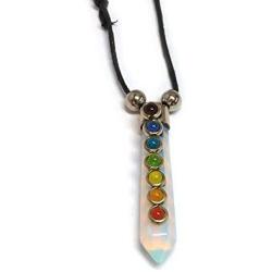 Mia Jewel Shop Rainbow Chakra Beaded Hexagonal Healing Gemstone Crystal Point Pendant Adjustable Necklace