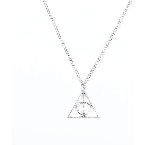 ZST Harry Potter Necklace Set Time Turner Deathly Hallows Pendant Necklace for Harry Potter Fans Collection or Decorations Magical Cosplay Costume Jewelry Merchandise（Silver ）