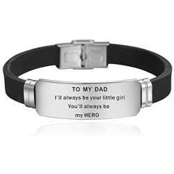 Bestay Fathers Day Gift - Dad Gift from Son Daughter for Birthday Christmas ,Personalized Engraved Bracelet Inspirational Wristband for Men