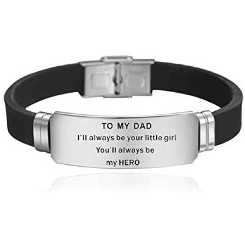 Bestay Fathers Day Gift - Dad Gift from Son Daughter for Birthday Christmas ,Personalized Engraved Bracelet Inspirational Wristband for Men