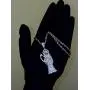 Shop-iGold Men Women 925 Italy Iced Silver Iced Santa Muerte Charm Ice Out Pendant Stainless Steel Real 2 mm Rope Chain Necklace, Mens Jewelry, Iced Pendant, Rope Necklace