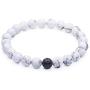 Couples His and Hers Bracelet Lava Beads White Howlite 8mm Beads 7.1''&7.5''