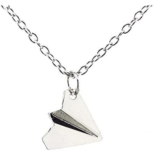 CICI 1D ONE DIRECTION Harry Style Paper Airplane Necklace, Fun Silver Alloy Fan Necklace