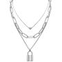 Salircon Layered Necklace Lock Key Pendant Punk Long Chain Statement Choker for Women Men Teen Girls