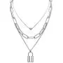 Salircon Layered Necklace Lock Key Pendant Punk Long Chain Statement Choker for Women Men Teen Girls