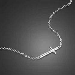 Ovian Cross Necklace for Women 18K Gold Plated Stainless Steel Sideways Cross Choker Necklace Christian Religious Layered Cross Necklace for Girls