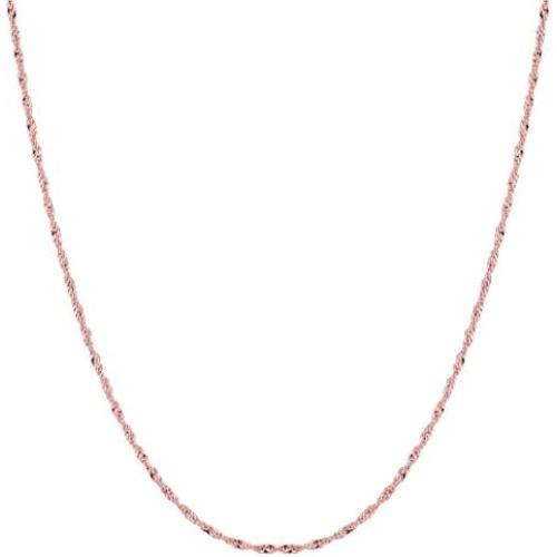 14k Rose Gold Singapore Chain Necklace, 1.0mm