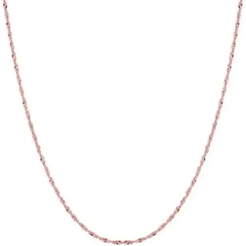 14k Rose Gold Singapore Chain Necklace, 1.0mm 14k Rose Gold Singapore Chain Necklace, 1.0mm