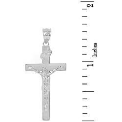 Religious Jewelry by FDJ Solid 925 Sterling Silver Cross INRI Crucifix Charm Pendant (1.60'')