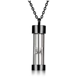 PiercingJ Personalized Custom Time Memory Hourglass Glass Pendant Cremation Necklace Stainless Steel Urn Necklace for Ashes Eternal Infinity Cremation Keepsake Memorial Jewelry
