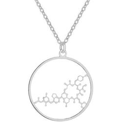 NOUMANDA Geometric Chemical Hormone Molecular Science Necklace Laser Cutting Metal Oxytocin Round Pendant Jewelry