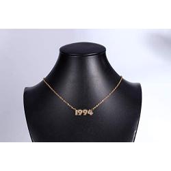 Birth Year Number Necklace Crystal Pendant Necklaces Birthday Gift Anniversary Date Jewelry for Women Girls