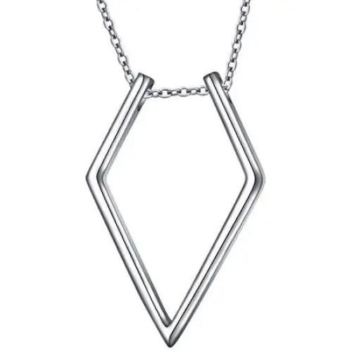 S925 Sterling Silver Jewelry Open Rhombus Pendant Ring Holder Necklace Wedding Engagement Anniversary Infinity Love Gift for Her, Wife, Girlfriend, Fiancee S925 Sterling Silver Jewelry Open Rhombus Pendant Ring Holder Necklace Wedding Engagement Anniversary Infinity Love Gift for Her, Wife, Girlfriend, Fiancee