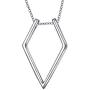 S925 Sterling Silver Jewelry Open Rhombus Pendant Ring Holder Necklace Wedding Engagement Anniversary Infinity Love Gift for Her, Wife, Girlfriend, Fiancee