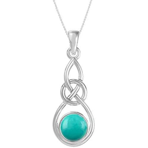 Moonstone Turquoise Labradorite Lapis Pendant Necklace Celtic Knot with 18 Inches Chain