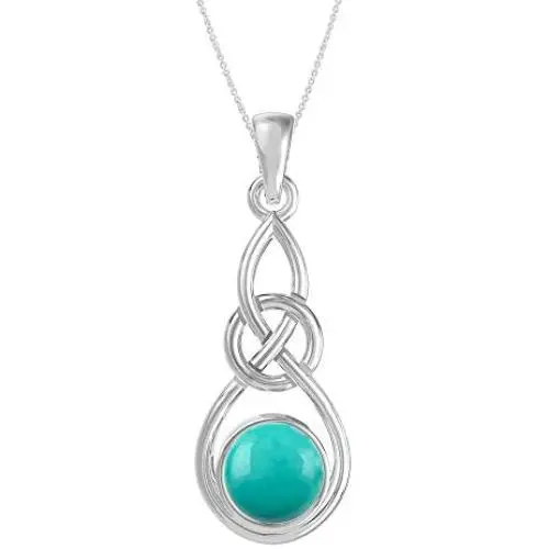 Moonstone Turquoise Labradorite Lapis Pendant Necklace Celtic Knot with 18 Inches Chain Moonstone Turquoise Labradorite Lapis Pendant Necklace Celtic Knot with 18 Inches Chain