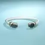UNY Stainless Steel Cuff Bangles Crystal Mosaic Bracelet Bangle for Women Fashion Jewelry BR75854