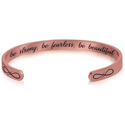 Luvalti ''Be Strong, Be Fearless, Be Beautiful'' Stainless Steel Bracelet - Cuff Bracelet - Motivational Jewelry Gift