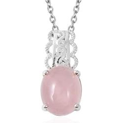 Shop LC Delivering Joy 925 Sterling Silver Rose Quartz Chain Pendant Necklace Fashion Jewelry for Women 18''