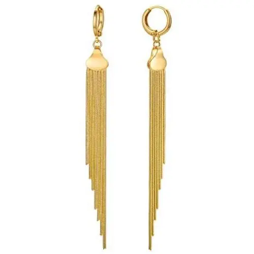 Tassel Dangle Earrings 18k Gold Plated Long Metal Chain Drop Earrings Minimalist Huggie Hoop Fringe Earrings For Women Girls Kids Dainty Hypoallergenic Earrings Christmas Thanksgiving Day Gifts